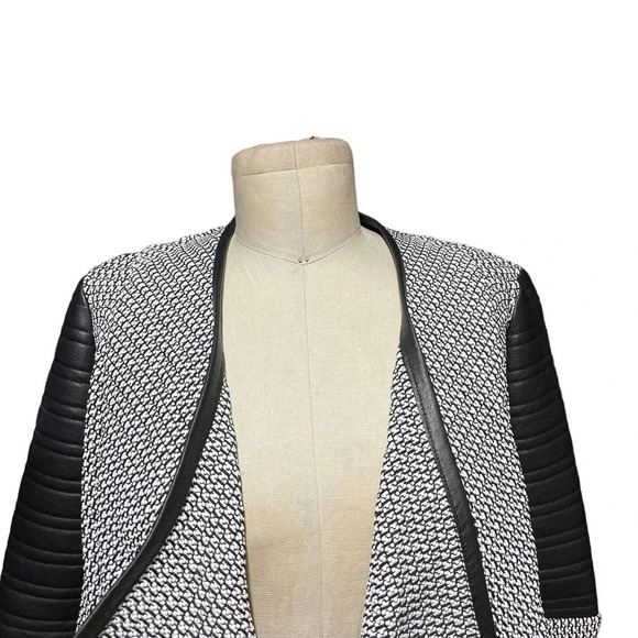 Generation Love Aston Bonded Faux-Leather Boucle Cardigan Blazer Size S - Picture 3 of 11